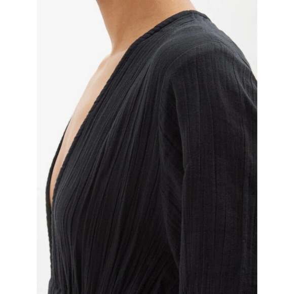 Mara Hoffman Blair Deep V-neck Long Sleeve Maxi Coverup Dress Black Large H14113 - Picture 5 of 16